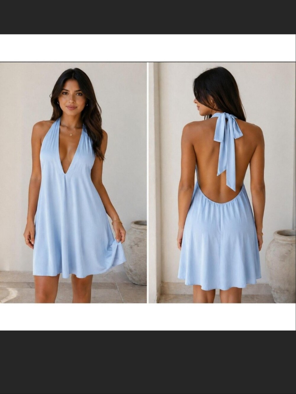 Light Blue Halter Backless Dress NWT